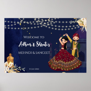 Välkomsttecken för Dancing-paret Mehndi och Sangee Poster