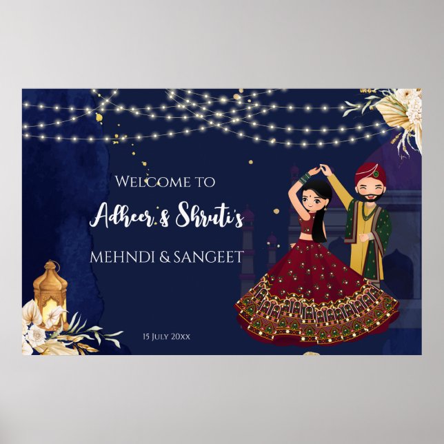 Välkomsttecken för Dancing-paret Mehndi och Sangee Poster (Framsidan)