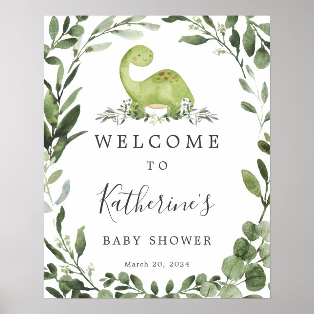 Välkomsttecken för Dinosaur Baby Shower Poster (Framsidan)