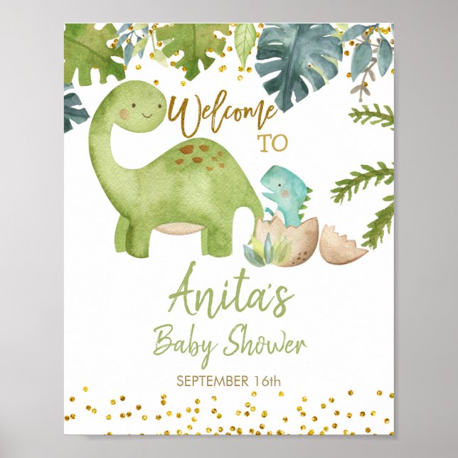 Välkomsttecken för Dinosaur Baby Shower Poster (Framsidan)