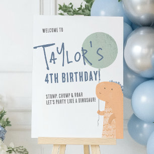 Välkomsttecken för Dinosaur & Balloon Boy Födelsed Poster