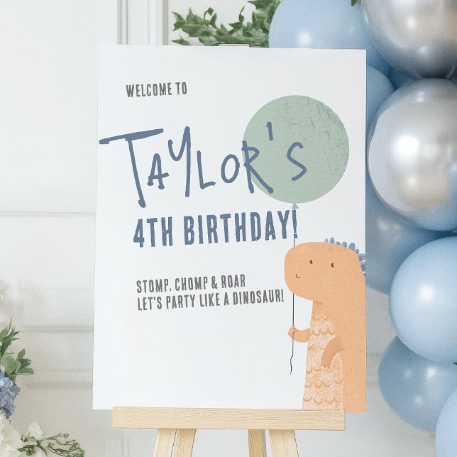 Välkomsttecken för Dinosaur & Balloon Boy Födelsed Poster (Skapare uppladdad)