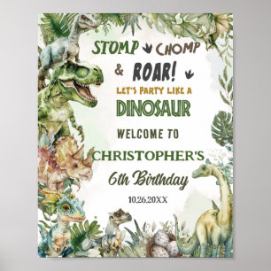 Välkomsttecken för Dinosaurs Jurassic Födelsedagsf Poster