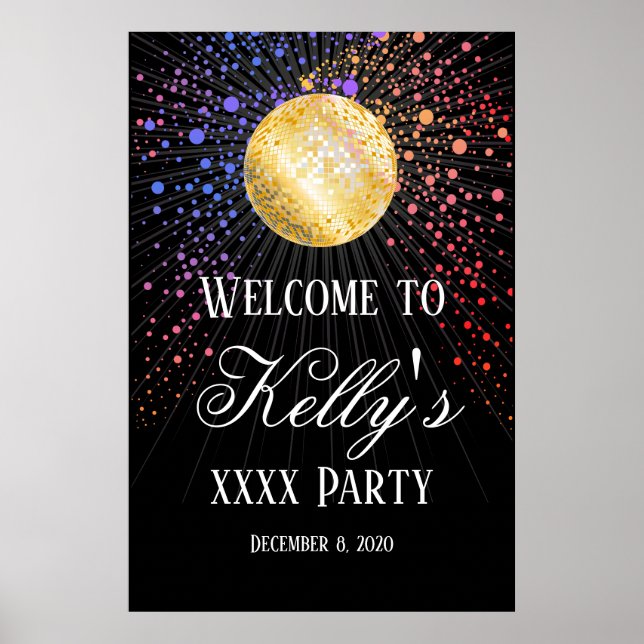 välkomsttecken för Disco party Poster (Framsidan)