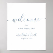 Välkomsttecken för Dusty Blue Bröllop