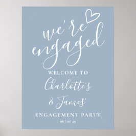 Välkomsttecken för Dusty Blue Förlovningsfest Poster