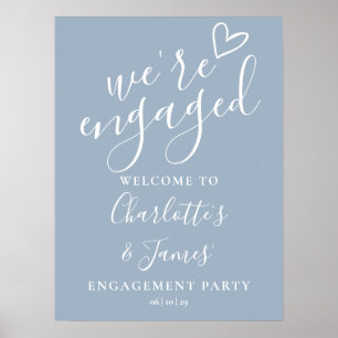Välkomsttecken för Dusty Blue Förlovningsfest Poster
