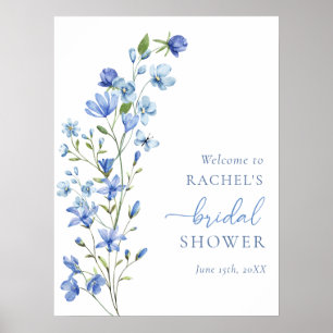 Välkomsttecken för Dusty Blue Wildblomma Möhippa Poster