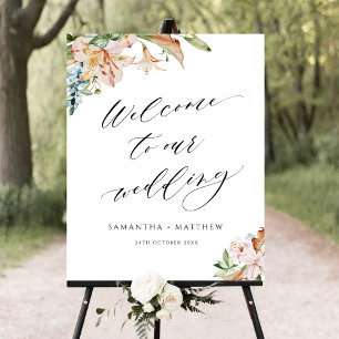Välkomsttecken för Earthy Blooms Bröllop Poster