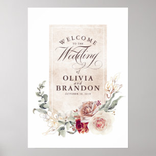 Välkomsttecken för Earthy Shade Flowers Elegant br Poster