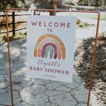 Välkomsttecken för Earthy Tone Boho Rainbow Baby S