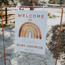 Välkomsttecken för Earthy Tone Boho Rainbow Baby S