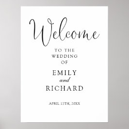 Välkomsttecken för elegant Black and White Bröllop Poster