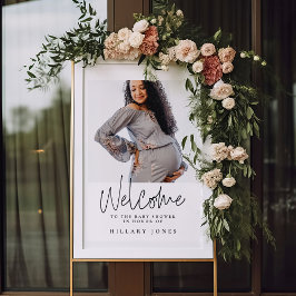Välkomsttecken för elegant Calligraphy Baby Shower Poster