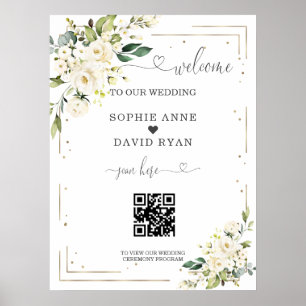 Välkomsttecken för elegant Calligraphy QR Code Brö Poster