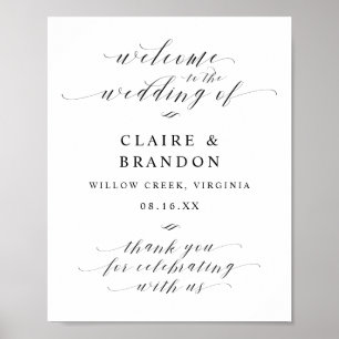 Välkomsttecken för elegant Calligraphy Script Bröl Poster