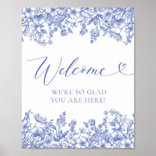Välkomsttecken för elegant Classic Vintage Blue Bl Poster