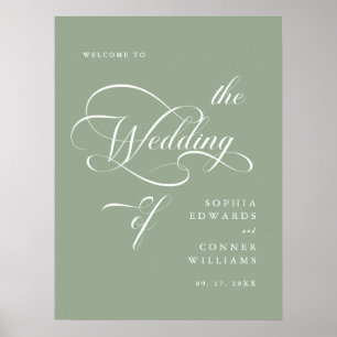Välkomsttecken för elegant Classy Bröllop Sage Grö Poster