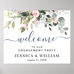 Välkomsttecken för elegant Eucalyptus FÖRLOVNINGSF Poster