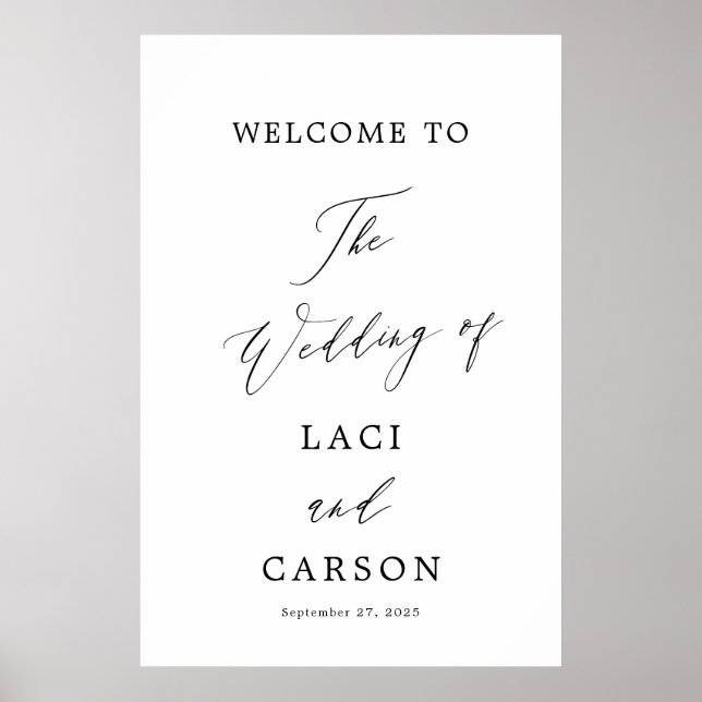 Välkomsttecken för elegant Modern Calligraphy Bröl Poster (Framsidan)