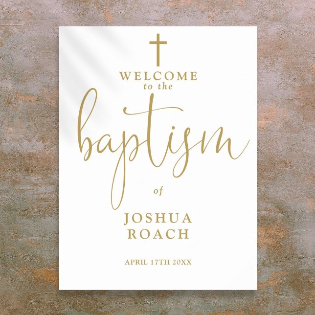 Välkomsttecken för elegant Modern Guld-baptism Poster (Elegant Modern Gold Baptism Welcome Sign)