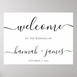 Välkomsttecken för elegant Script Minimal vit Bröl Poster