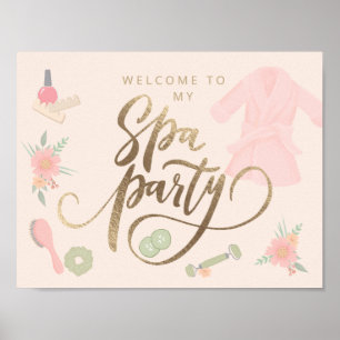 Välkomsttecken för elegant Spa Party anpassningsba Poster