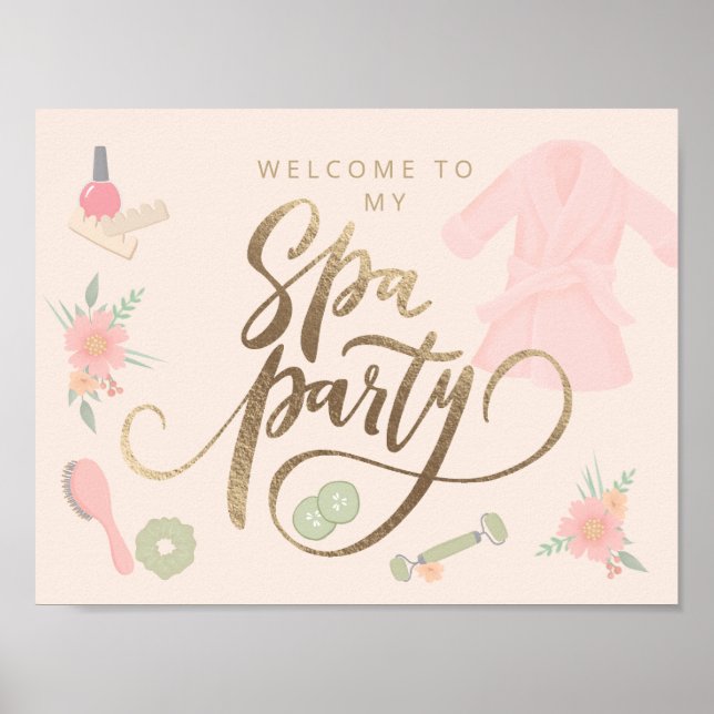 Välkomsttecken för elegant Spa Party anpassningsba Poster (Framsidan)