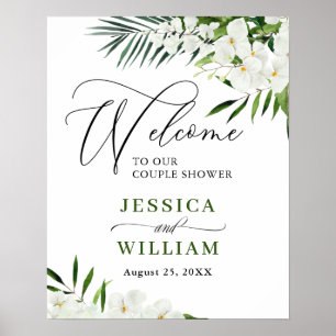 Välkomsttecken för elegant Vit Orchid COUPLE SHOWE Poster