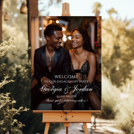 Välkomsttecken för elegantens förlovningsfest med poster