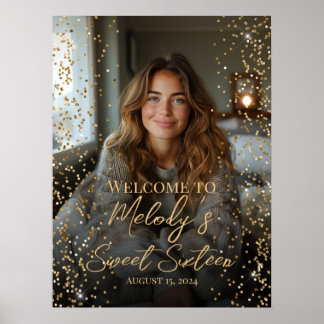 Välkomsttecken för elegantens sweet sixteen poster