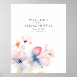 Välkomsttecken för elegantens vattenfärgsblommor poster