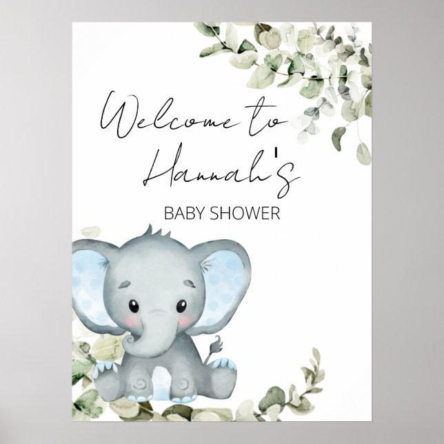 Välkomsttecken för Elephant Boy Shower Poster (Framsidan)