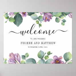 Välkomsttecken för Eucalyptus Calligraphy Blommigt Poster