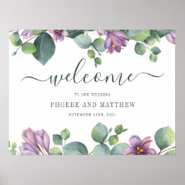 Välkomsttecken för Eucalyptus Calligraphy Blommigt Poster