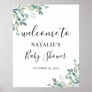 Välkomsttecken för Eucalyptus Greenery Baby Shower Poster