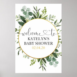 Välkomsttecken för Eucalyptus Greenery Baby Shower Poster