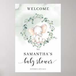 Välkomsttecken för eucalyptus grönt från Cute baby Poster