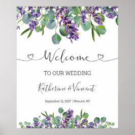 Välkomsttecken för Eucalyptus Lavender Flowers Brö Poster