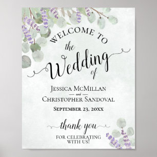 Välkomsttecken för Eucalyptus & Lavender Rustic Br Poster
