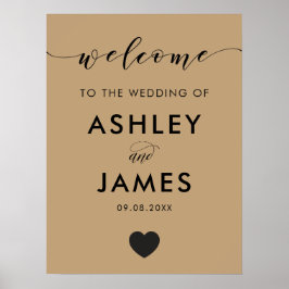 Välkomsttecken för Färg Heart Bröllop Poster