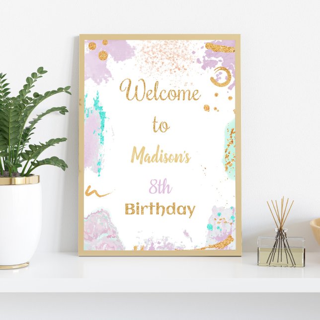 Välkomsttecken för färgton vid födelsedag poster (Paint Birthday Welcome Signs)
