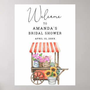 Välkomsttecken för Flower Cart Möhippa Poster