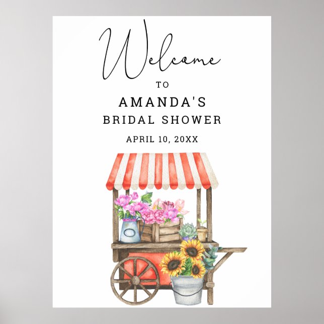 Välkomsttecken för Flower Cart Möhippa Poster (Framsidan)