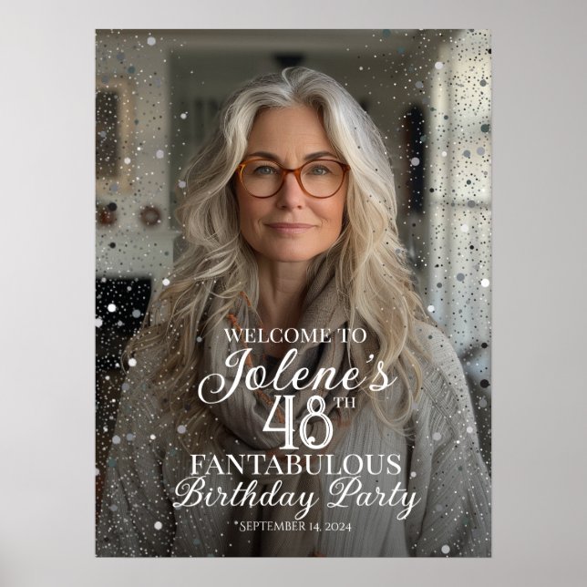 Välkomsttecken för födelsedagsfest med foto poster (Framsidan)