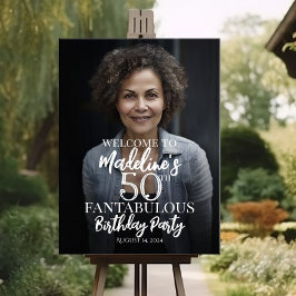 Välkomsttecken för födelsedagsfest med foto poster