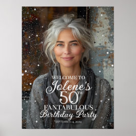 Välkomsttecken för födelsedagsfest med foto poster