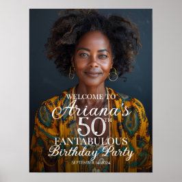 Välkomsttecken för födelsedagsfest med foto poster