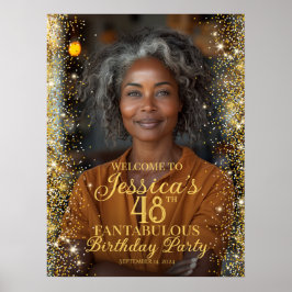 Välkomsttecken för födelsedagsfest med foto poster