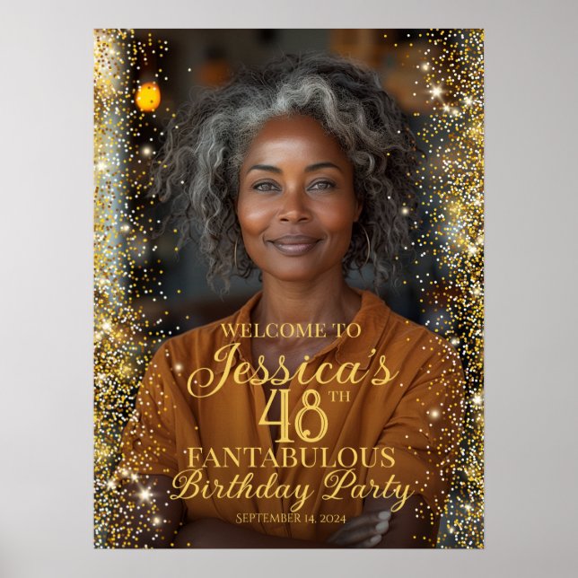 Välkomsttecken för födelsedagsfest med foto poster (Framsidan)
